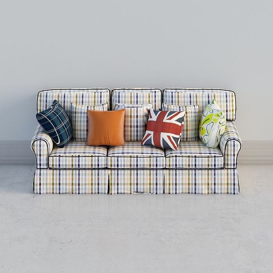 Chic Checkered Sofa 3D model for Modern Interiors