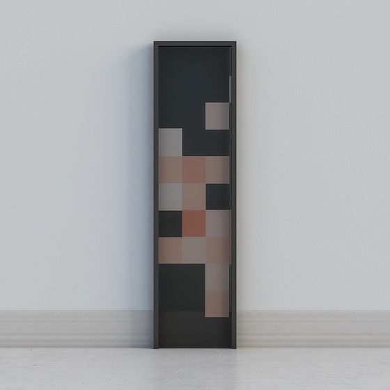 Pixel Door 3D model with Retro Aesthetics