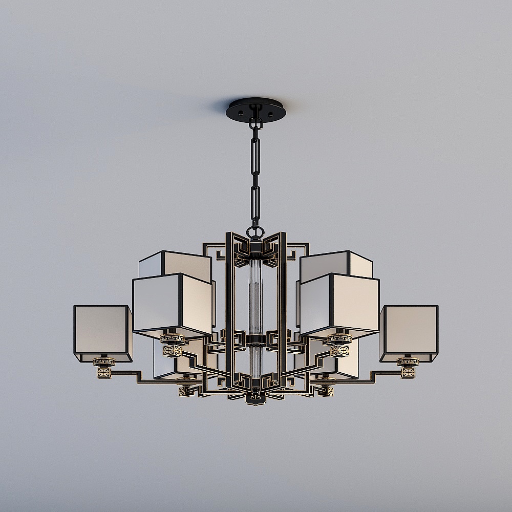 Art Deco Chandelier 3D model for Elegant Interiors