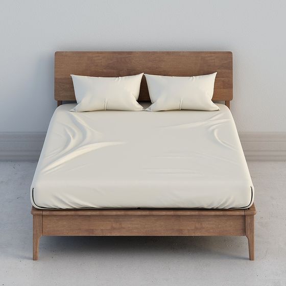 Low-Polygon 3D Bed Frame Model for Modern Interiors