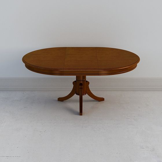 Vintage Round Expandable Dining Table 3D model