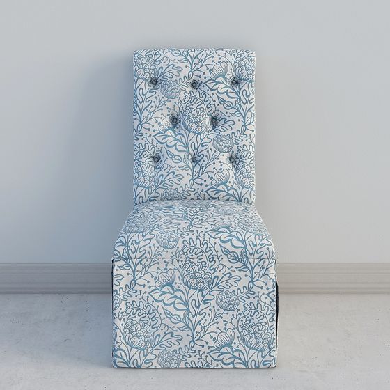 Floral Tufted Chair 3D model