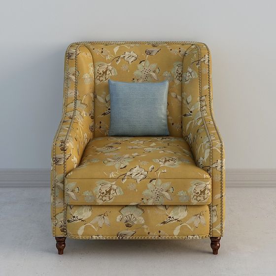 Retro Single Armchair 3D Model for Creative Spaces