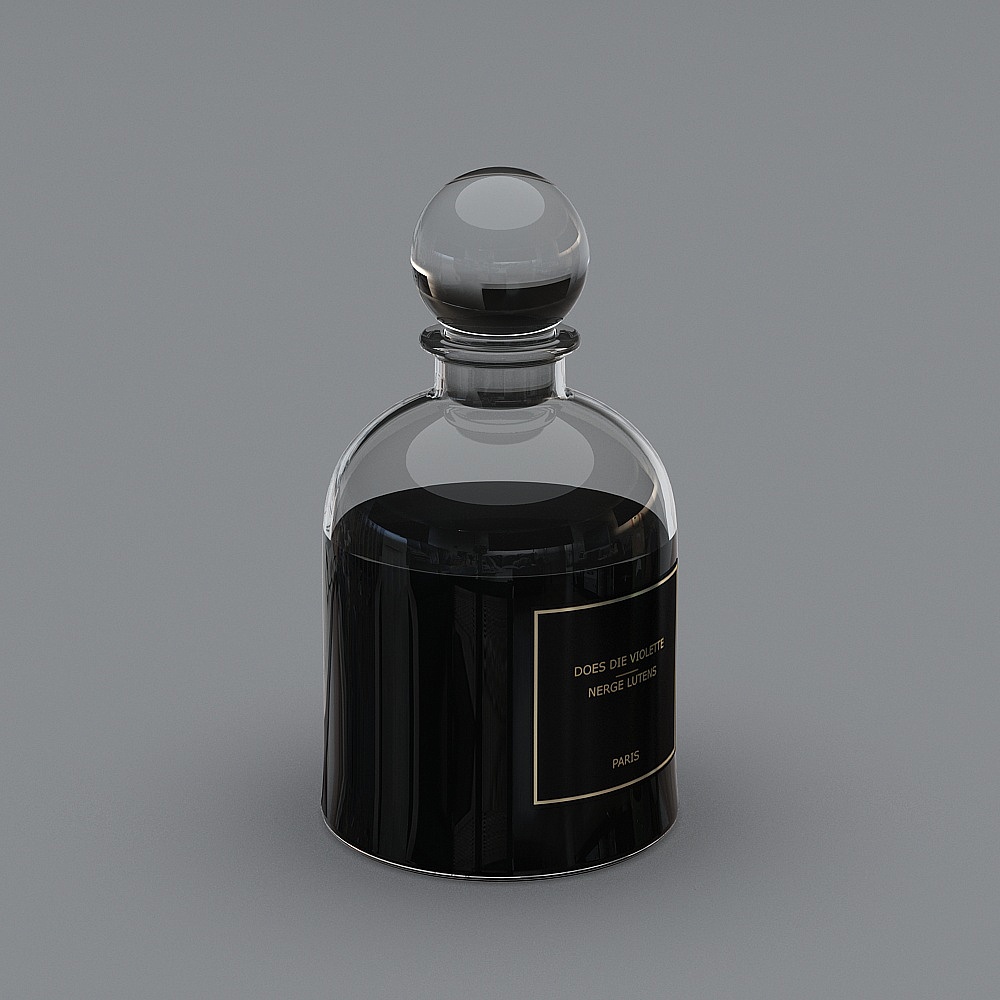 Elegant Black Glass Bottle 3D model