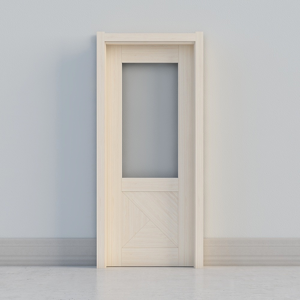 Puerta clásica beige con ventana