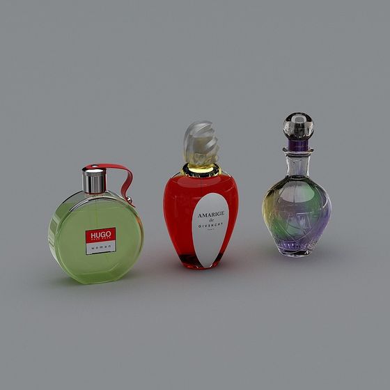 Elegant 3D Perfume Bottle Set Model
