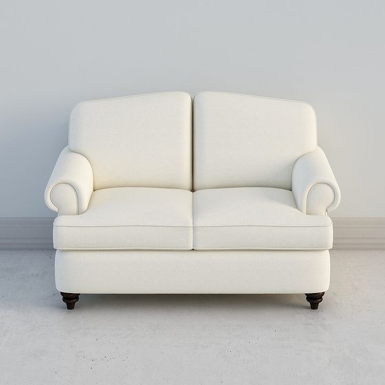 Elegant Low-Polygon Two-Seater Sofa 3D model
