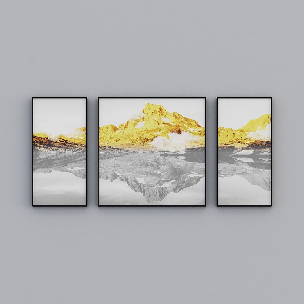 Peinture Décorative de Paysage Modern Kibaki Cadre Noir Brossé Vertical 100x200cm tyl-jc-1