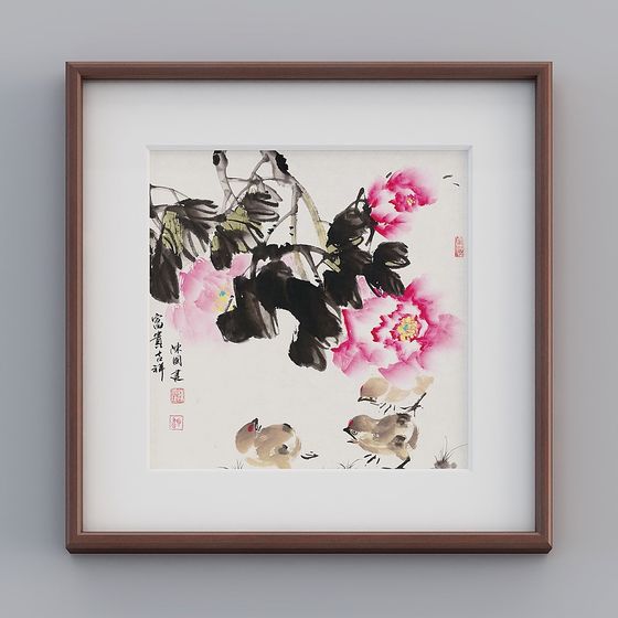 Floral Bird Frame 3D model for Artistic Spaces