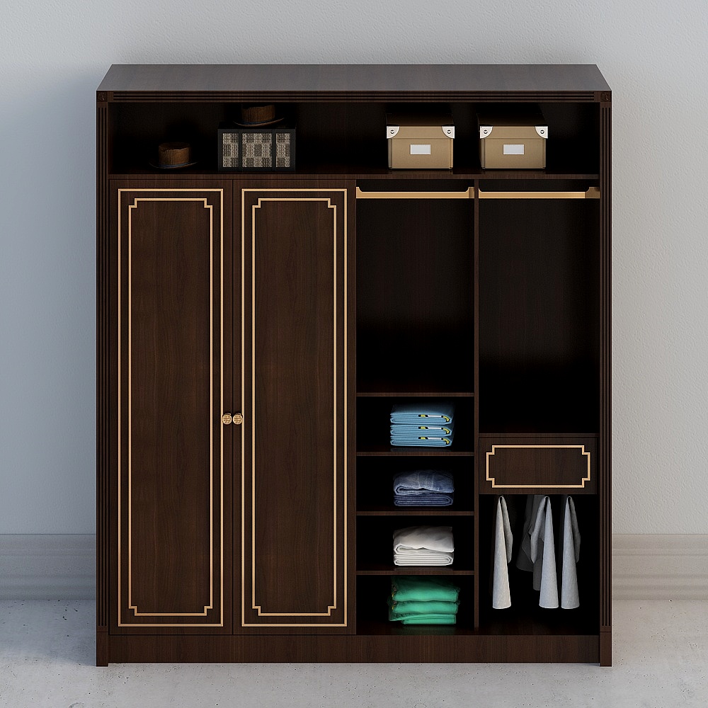Elegant Wooden Wardrobe 3D model