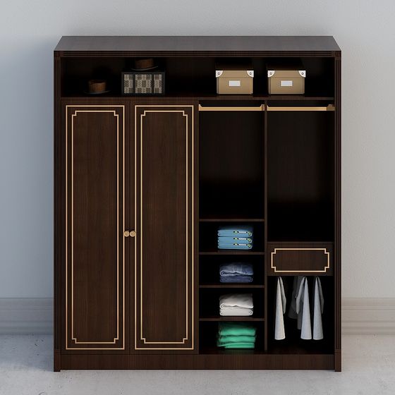 Elegant Wooden Wardrobe 3D model