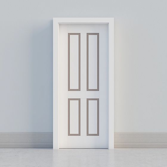 Sleek White Interior Door 3D Model