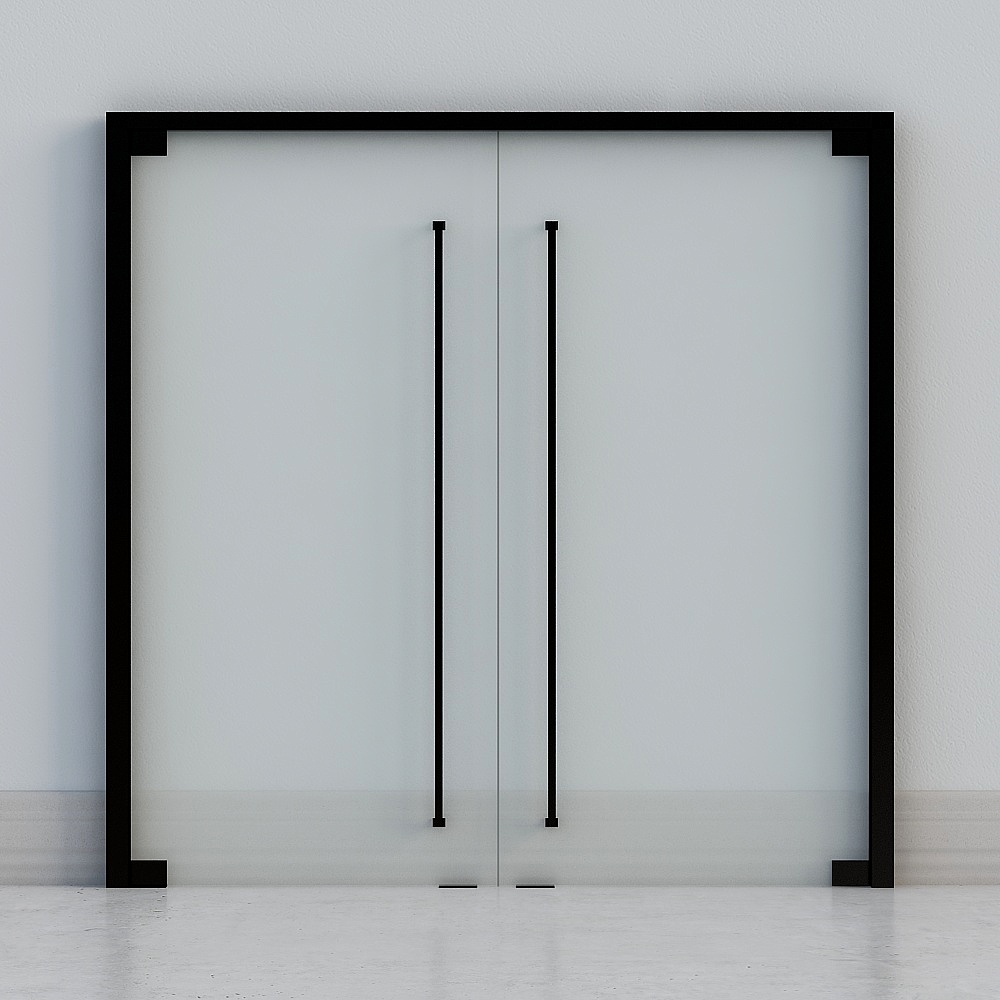 Minimalistische dunkle Glastür