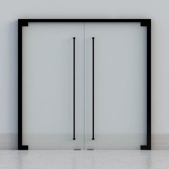 Sleek Glass Sliding Door 3D model for Modern Interiors