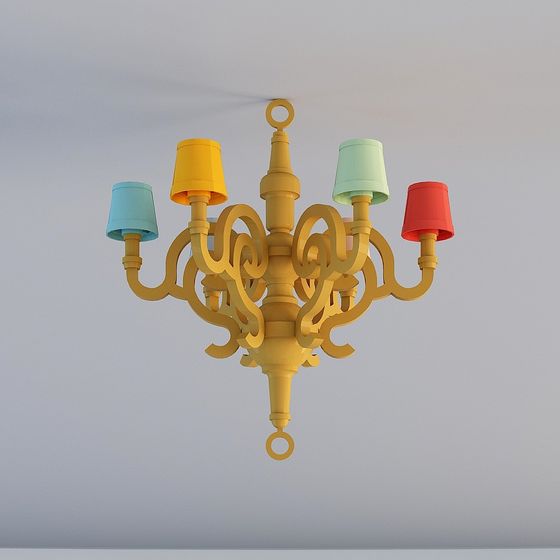 Vibrant Low-Poly Chandelier 3D model