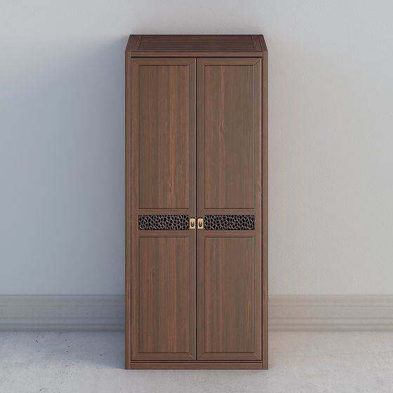 Stylish Wooden Wardrobe 3D model for Modern Interiors