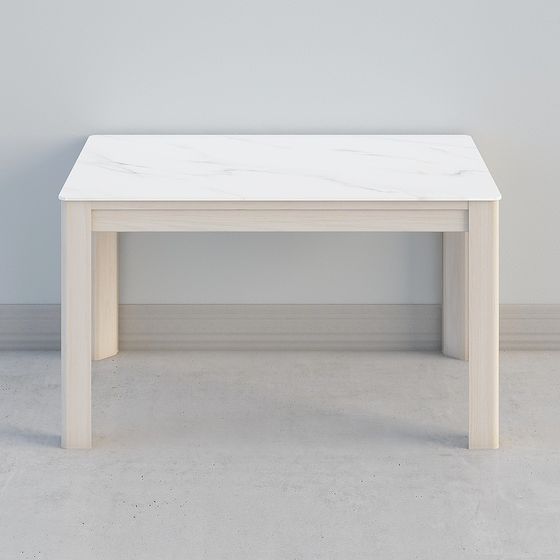 White Maple Marble Table 3D Model with Heating
