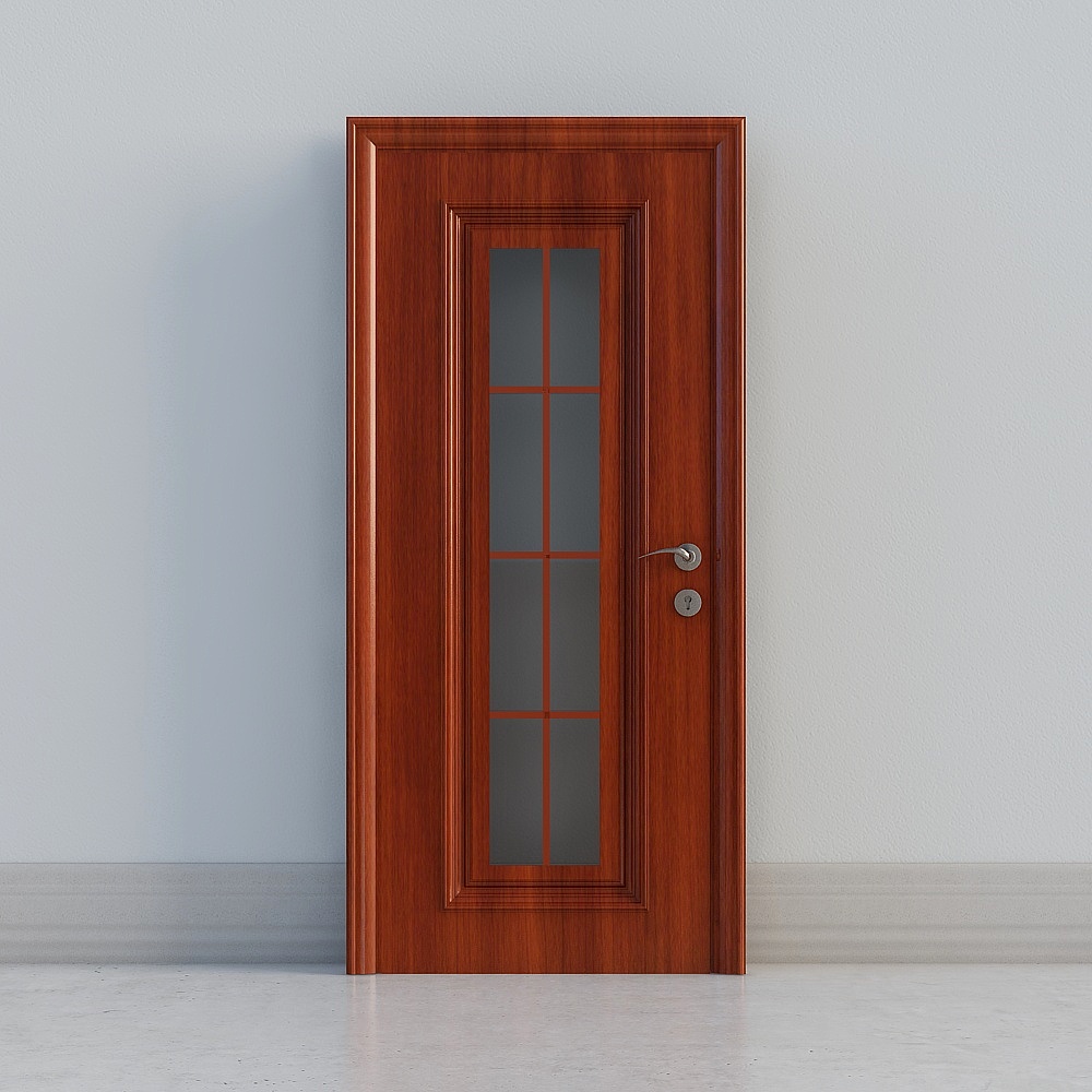 Chineese red wooden windowed door