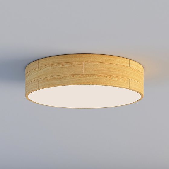Round Wood Texture Light Fixture 3D model