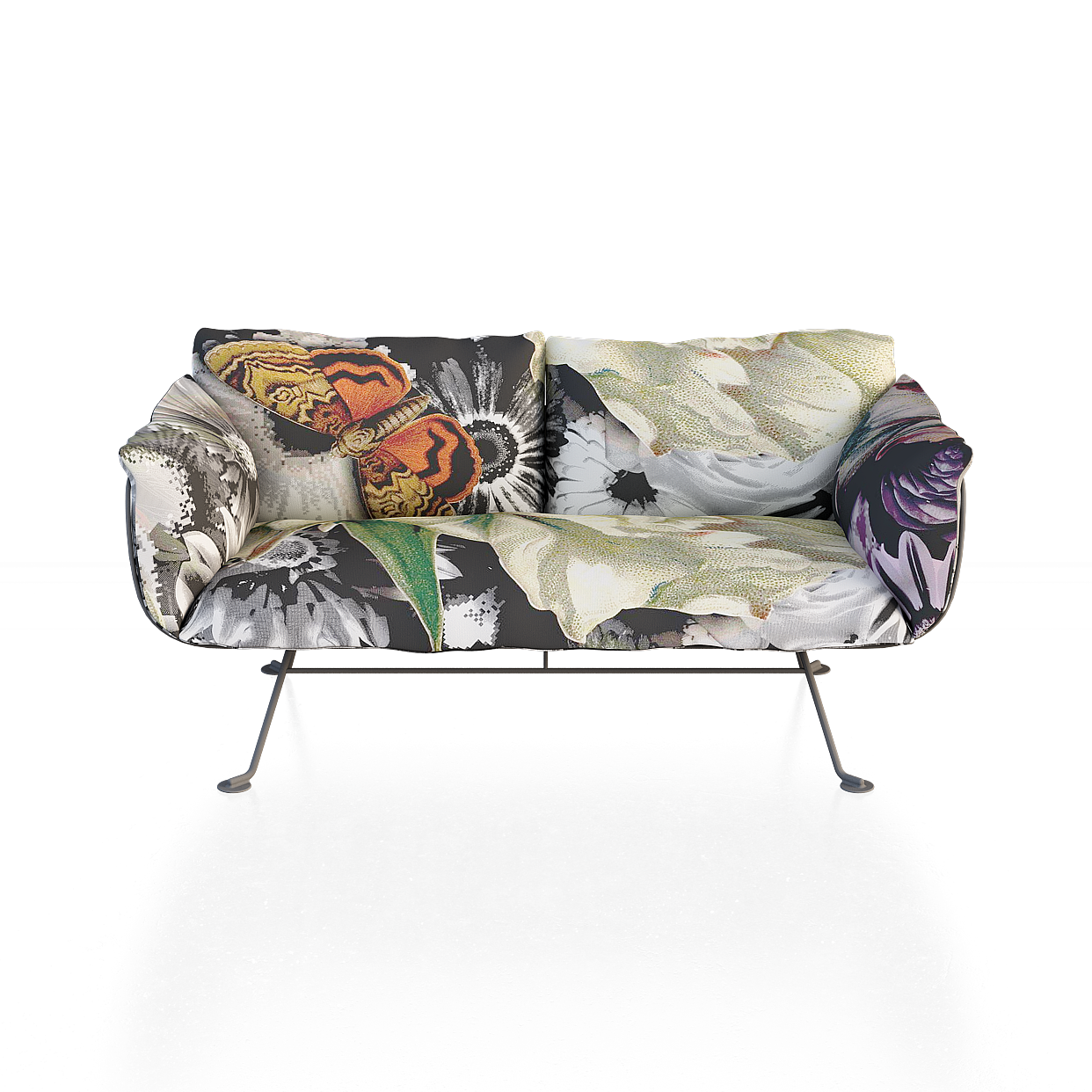 Abstract Floral Sofa 3D Model – Colorful Low-Poly Design