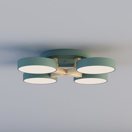 Stylish Low-Polygon Green Pendant Light 3D model