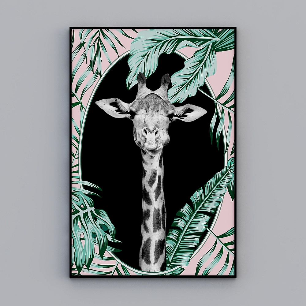 Nordic modern minimalist abstract plant giraffe decorative painting