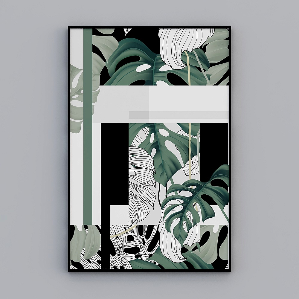 Pittura appesa di porcellana di cristallo decorazione leggera lussuosa blocco colore foglia di tartaruga di pianta tropicale nordica