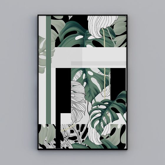 Pittura appesa di porcellana di cristallo decorazione leggera lussuosa blocco colore foglia di tartaruga di pianta tropicale nordica