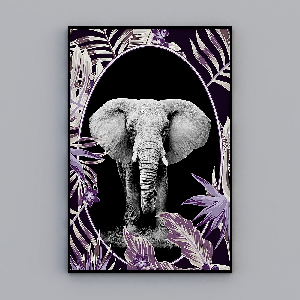 Nordic modern minimalist abstract plant elephant decorative painting
