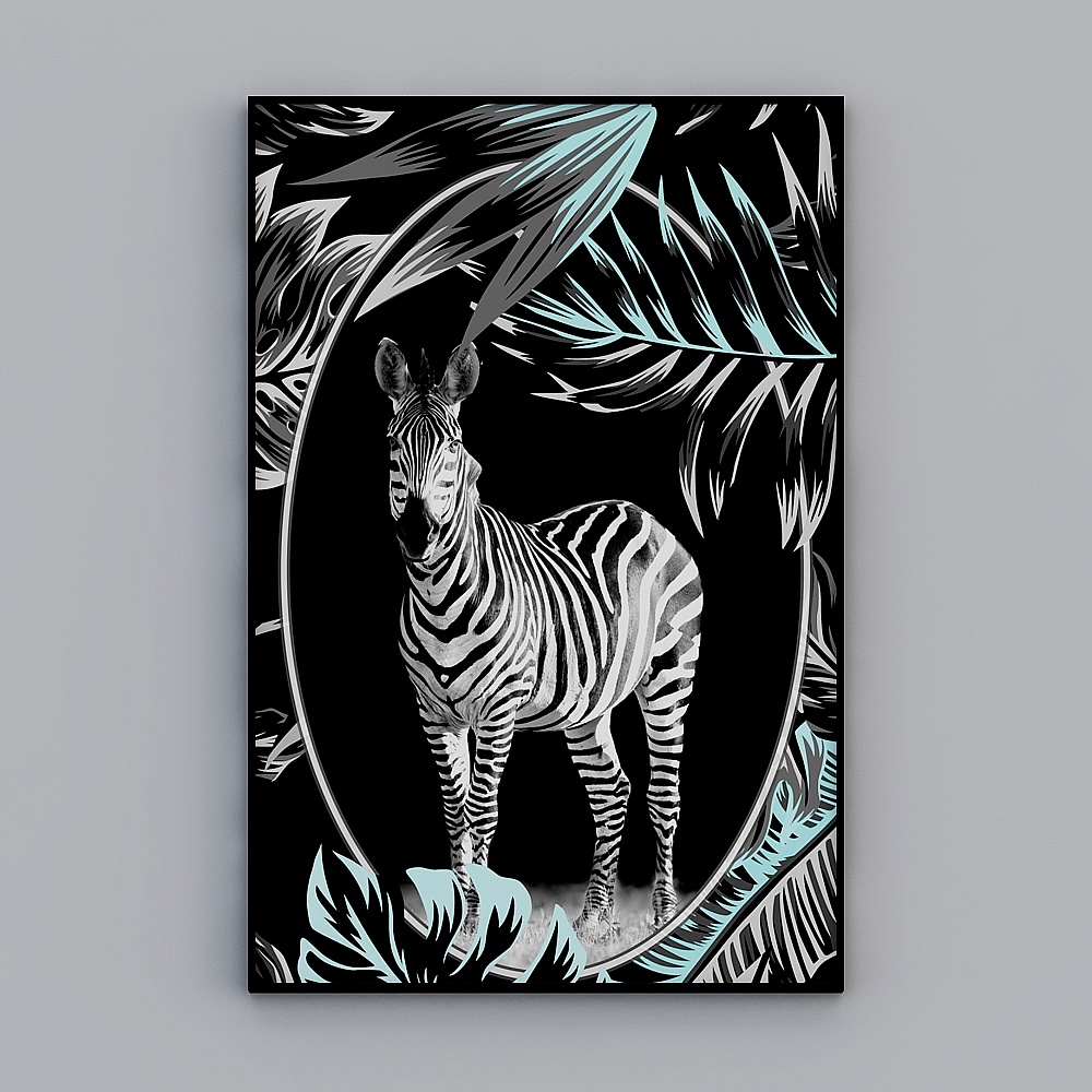 Nordic modern minimalist abstract plant zebra decorative painting