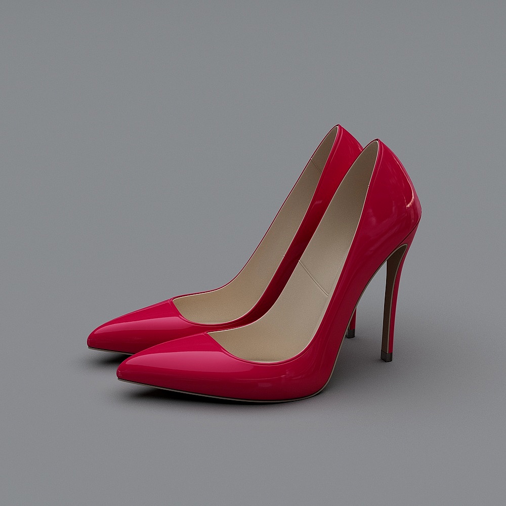 Elegant Polygonal High Heel Shoes 3D Model