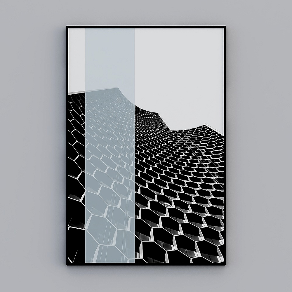 Nordic post-modern industrial wind geometry art black and white light shadow abstract building living room decoration painting