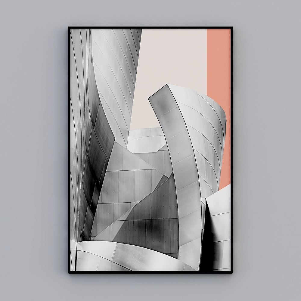 Nordic post-modern industrial wind geometry art block abstract building living room decoration painting