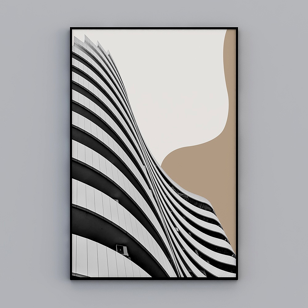 Nordic post-modern industrial wind geometry art black and white abstract living room decoration painting