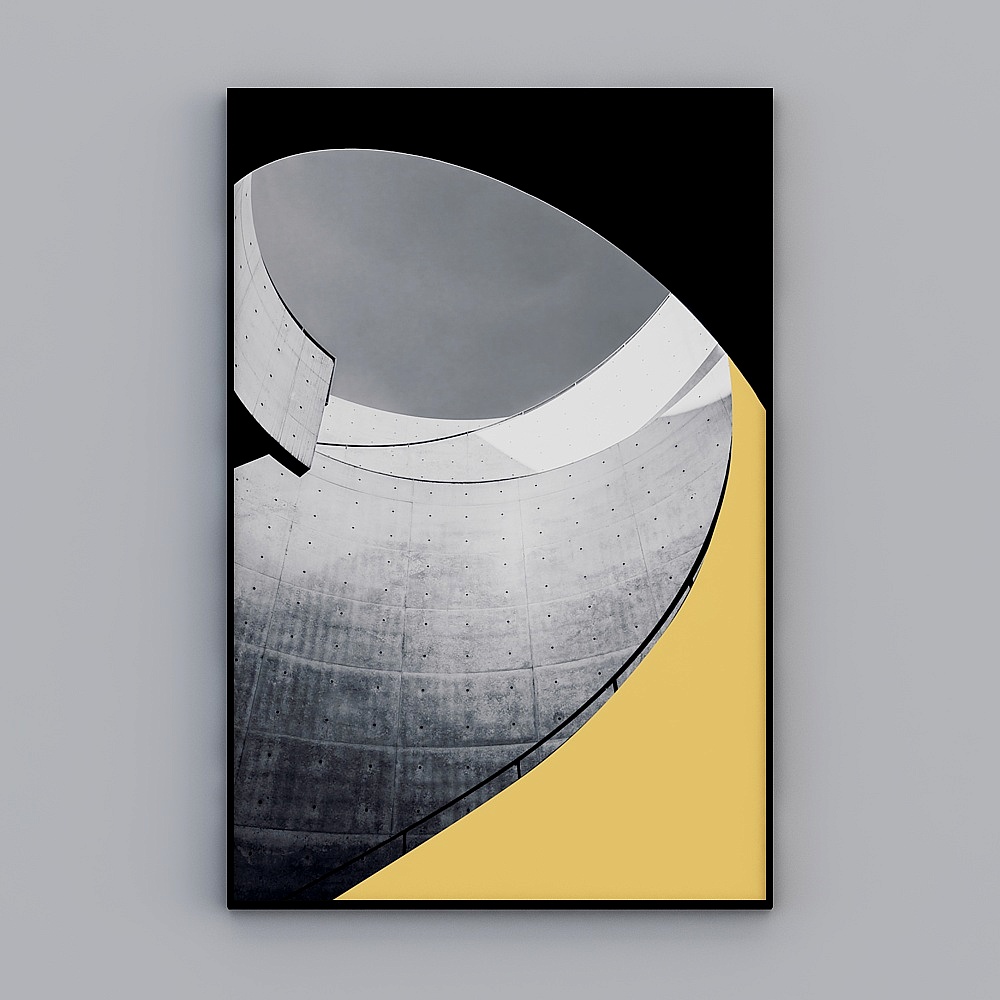 Modern minimalist high-rise building black and white building color block decorative painting