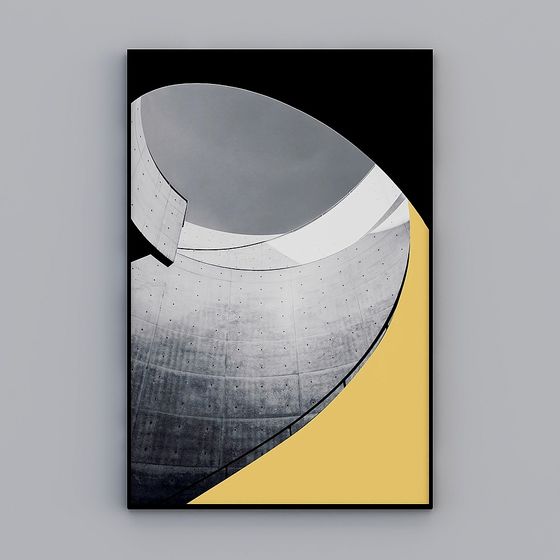 Abstract Low-Poly 3D Model with Concrete and Color Accents