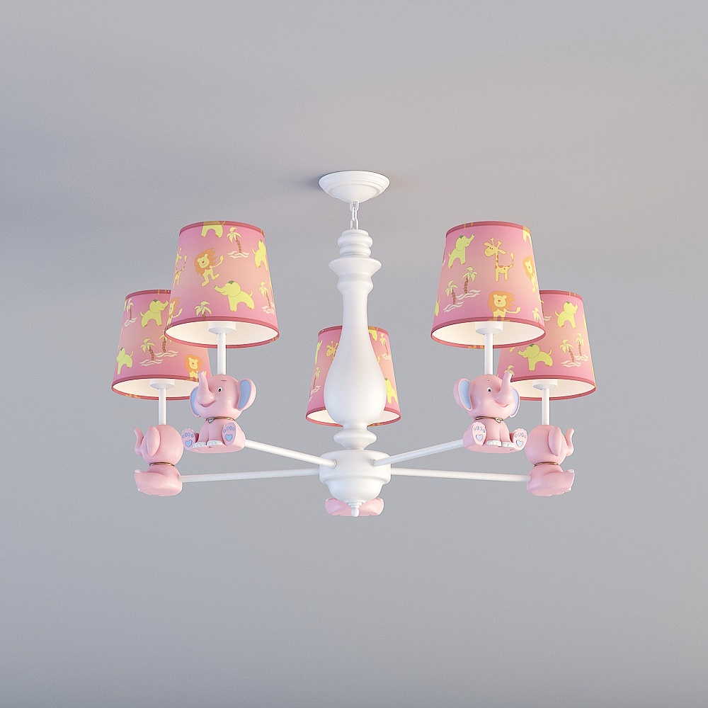 Whimsical Pink Low-Poly Light Fixture 3D model