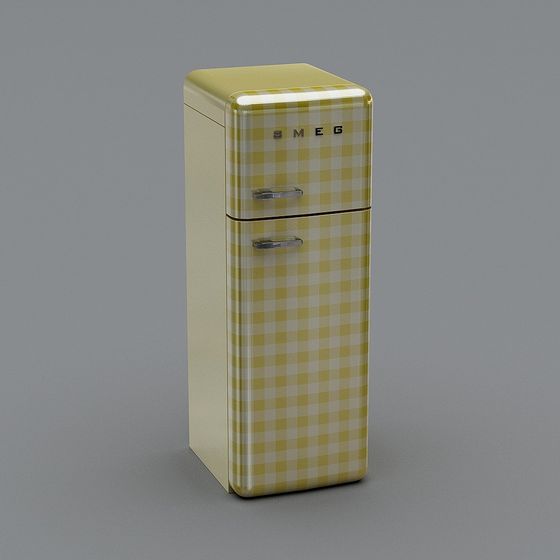 Vintage-Inspired 3D Refrigerator Model