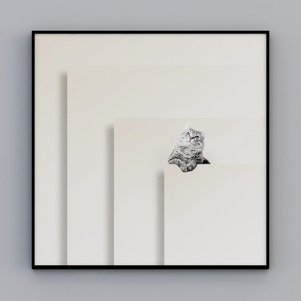 Modern minimalist small fresh animal kitten living room bedroom decorative painting