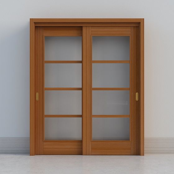 Elegant Low-Poly Sliding Door 3D model