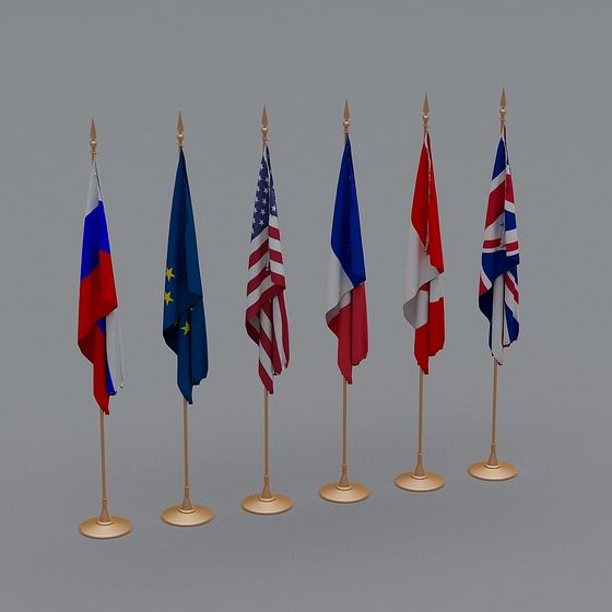 Flag Collection 3D Model with Low Poly Design