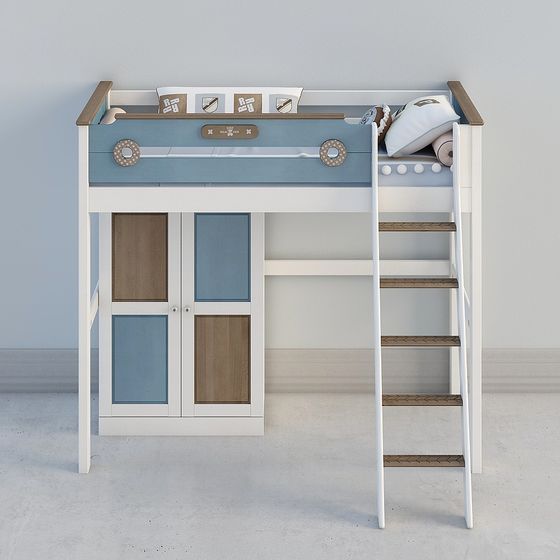 Cozy Loft Bed 3D model for Modern Interiors