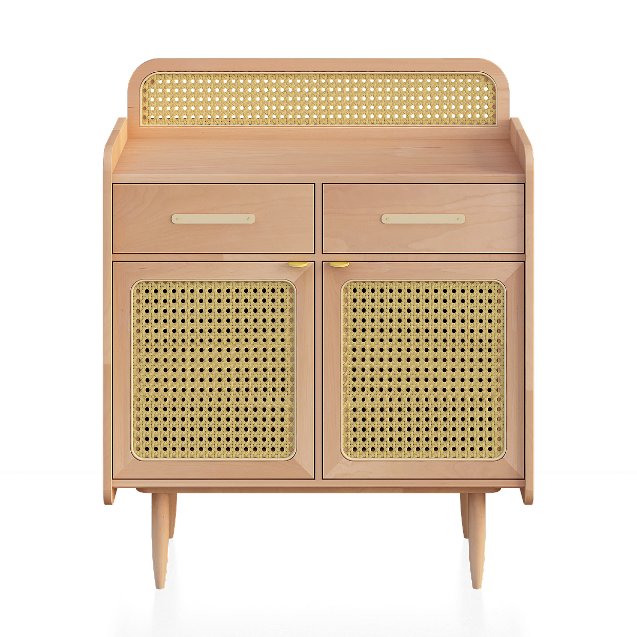 Vintage Rattan Cabinet 3D Model – Detailed Wood & Rattan