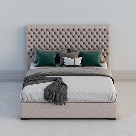 Elegant Low-Poly Bed 3D Model for Modern Interiors