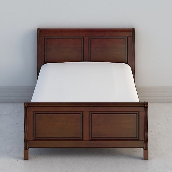 Elegant Low-Polygon Bed Frame 3D model