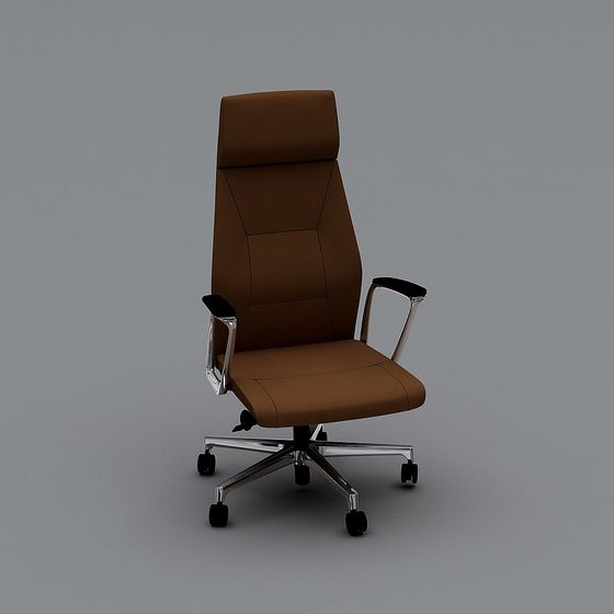 Stylish Brown Leather Office Chair 3D model for Creative Projects