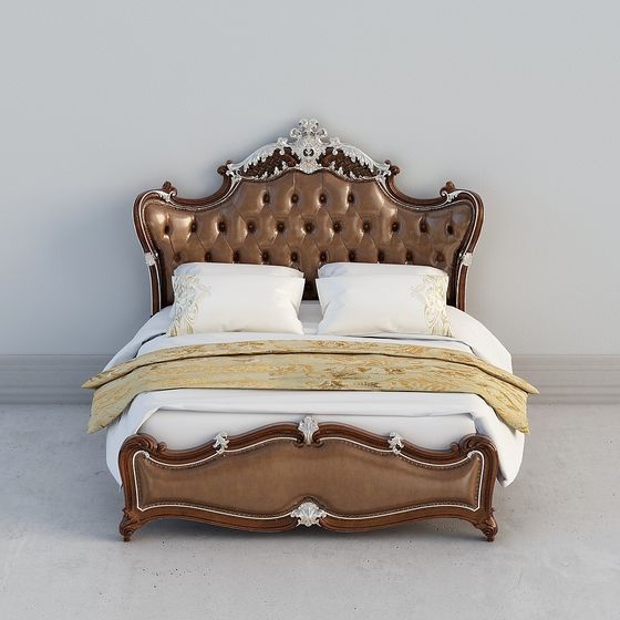 Elegant Low-Poly Bed 3D Model for Classic and Modern Spaces