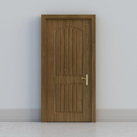 Stylish Low-Polygon Wood Door 3D model