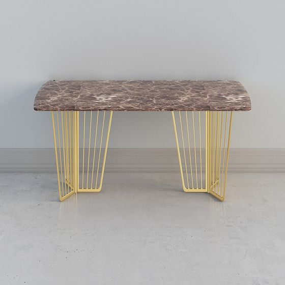Marble Top Metal Leg Table 3D model