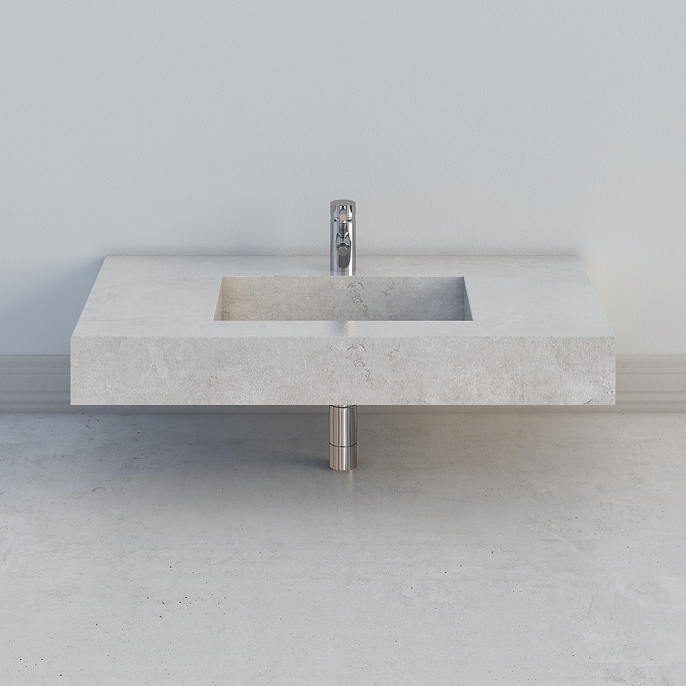 Modern Minimalist Floating Stone Countertop Basin 3D model